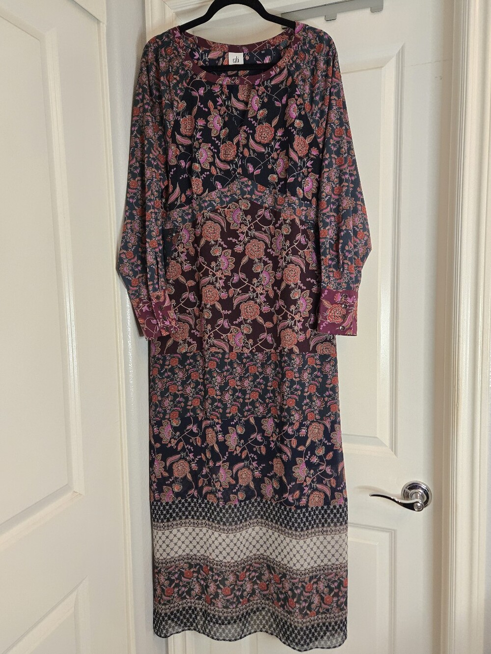 Cabi Boho Floral Long Sleeve Maxi Dress, Size Large